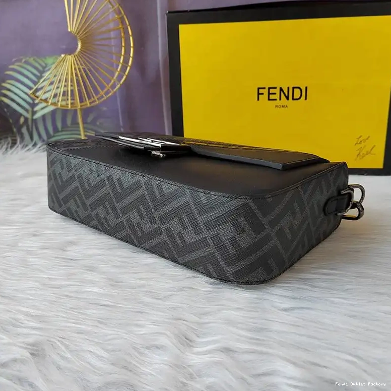 Vintage HOT Motif Fendi In Medium FF Baguette Fabric Black Bag 0614
